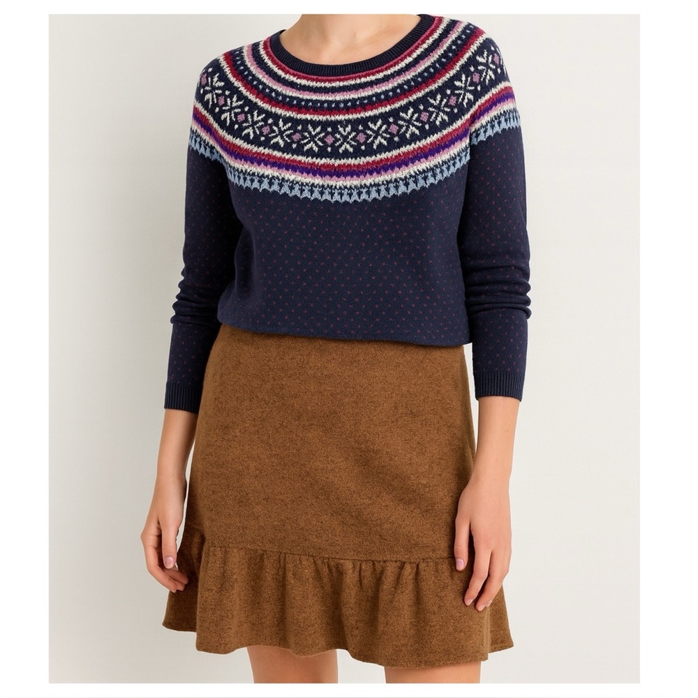 Sundance Every Day Wool blend Ruffled Hem Skirt Sz M camel brown